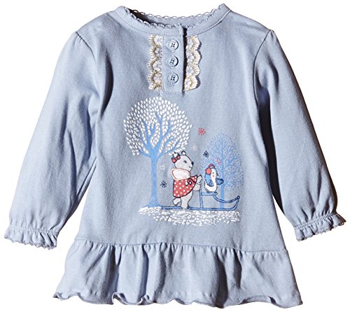 Pumpkin Patch Baby-Girls Glitter Trim Long Sleeve T-Shirt, Blue Allure, 12-18 Months