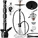 Produktbild DILAW OPAL Shisha Set Hookah 93cm Aluminium Alu  + LED Licht | Wasserpfeife Kaminkopf Komplettset Molassefänger Silikonschlauch Alumundstück Tabakkopf Kaminaufsatz Tonkopf 18/8 Kopfschliff Edelstahl Tauchrohr Black