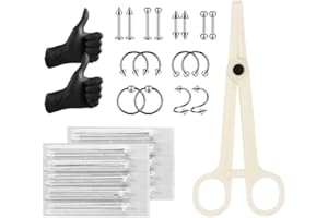 ATOMUS Piercing Set 5pcs 14G Piercing Needles 16G Stainless Steel Belly Button Bar Piercing Tweezers Jewellery Bananabells