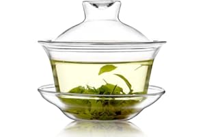 AUSUAYA Juego de cerámica Gaiwan, taza de té GAI Wan con tapa para ceremonia de té tradicional chino Gongfu, té Oolong/Puerh G-W-1 (vidrio)