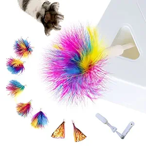 Migipaws Upgrade Rainbow Feather Replacement for Cat Magic Box, 6 X Rainbow Feather + 2 X Free Mylar Refills