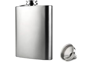 ILLUVA Fiaschetta con imbuto, 118 ml, in acciaio inox, 100% a prova di perdite, fiaschetta portatile tascabile per liquori da uomo