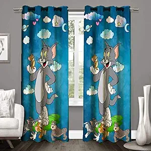 Honger Polyester 3D Kids Cartoon Printed 4 x 5 Feet Window Curtains Set of 2 Pecs for Kids Room Use Multicolour