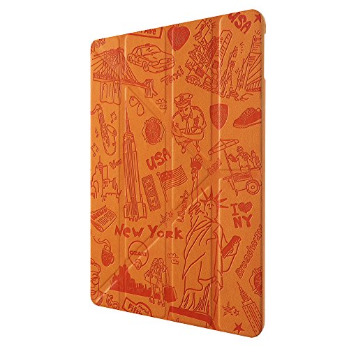 Ozaki O!Coat Travel Versatile 360 Grad faltbare New York Tasche mit patentierte Standtechnik, On/Off Funktion und Stylus-Halter für Apple iPad Air 2 orange - 2