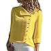 Produktbild ESAILQ Damen  Lässige Revers Neck T-Shirt Damen Langarm Schnalle Bluse Tops (S, Gelb)