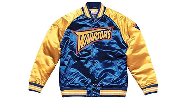 golden state warriors mitchell & ness nba men's tough season satin jacket