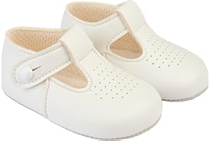 EARLY DAYS Baypods, Baby Shoes for Boys & Girls, Soft Soled Pre Walker Shoes, Soft Faux Leather Baby Boys & Baby Girls Shoes, B625 T Bar Style Shoe with Hole Punch, Made in England