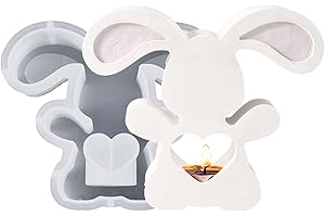 ‎WISIRENT Silikonformen Gießformen Ostern WISIRENT, Silikonform Kerzenhalter Hase Osterhase mit Herz, Silikonform Gießformen Gips Ostern, Osterhasen für Bastelarbeiten, Gips