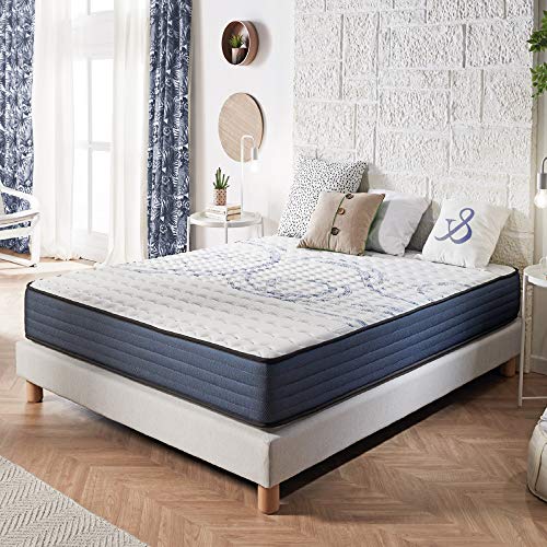 NATURALEX | Perfectsleep | Matelas 140x190 Cm Mousse A Mémoire Technologie Blue Latex Multi-Densité HR | Parfait Soutien Haute Resilience Ultra Respirante | Ergonomique Hypoallergénique | 16 cm