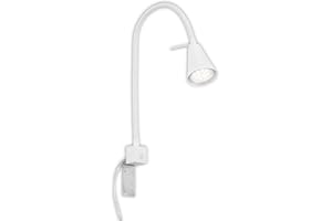‎BRILONER BRILONER - LED Leselampe mit Schalter am Gehäuse, schwenkbar, GU10 4,7W, 400lm, warmweißes Licht, Wandleuchte Innen, Wandlampe, Bettlampe, Lampe Bett, Leselicht, Nachttischlampe, 40,3 cm, Weiß