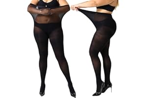 MANZI Women's 2 Pairs Plus Size Control Top Ultra-Soft Tights
