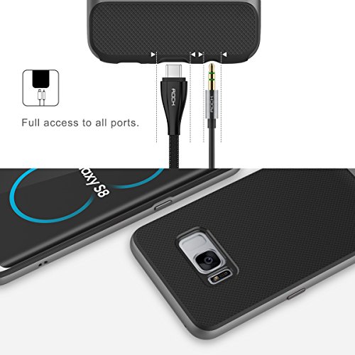 Funda Samsung Galaxy S8 ROCK Royce S8 Case  Antideslizante  Netted Texturizado  Doble Capa  Dos Colores  PC TPU  Agujero Honda para Samsung Galaxy S8 5 8 inch  - Gris