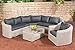 Produktbild Hochwertige, formschöne und praktische Sitzgarnitur Costa-Rica, CL, eisen-grau / perl-weiß, Sessel, Sofa, Tisch mit Ablage und Glasplatte, Polyrattan, Aluminium, Polyester für die Gartenlounge, die Firmenlounge, die Hotellounge sowie denBalkon, die Terrasse und den Garten