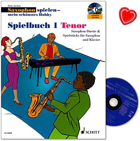 Schott Music ED20058 9783795754532 Saxophone Duet for Saxophone and Piano Modern School for Teenagers and Adults with CD and Colourful Heart-Shaped Music Clip ED20058
