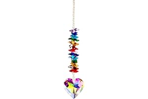 MAUSOUCA Rainbow Suncatcher Hanging Ornaments,Crystal Heart Shape Prisms Pendants,Rainbow Maker Chakra for Home Garden Window Decoration(rainbow Color)
