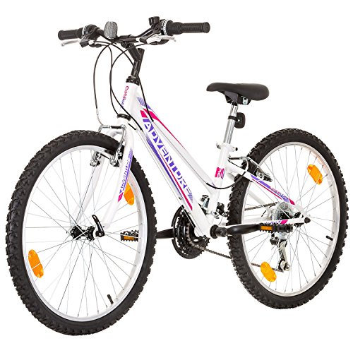 24 Zoll ADVENTURE EU-PRODUKT Jugend Fahrrad Rad Bike Cycling Damenfahrrad Kinderfahrrad Kinderrad Mädchenfahrrad Mountainbike MTB SHIMANO 18-GANG, Weiss - 5