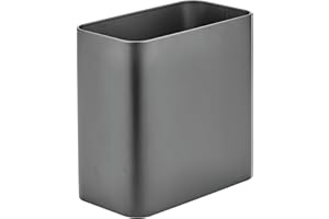 mDesign Papelera de Oficina Rectangular – Papelera metálica compacta para baño, Cocina u Oficina con Espacio Suficiente para residuos – Cubo de Basura de Metal – Gris Grafito