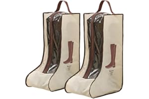 RIKYO Juego de 2 bolsas de almacenamiento para botas, botas cortas portátiles y botas altas o bolsa protectora, bolsas de polvo para zapatos, fundas para zapatos para viajes, funda transparente para botas,