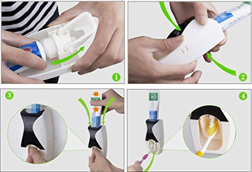 WAYCOM® Staubdicht Zahnpastaspender Zahnpasta Presse Kit (Schwarz) - 7