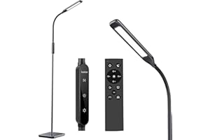 Lastar LED Floor Lamp, Floor Lamps For Living Room with Remote Control & Touch Adjustable, 5 Brightness & 4 Color Temperature, 12W Reading Standing Lamp For Bedroom with Timer & Memory Function, Black