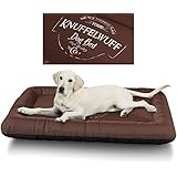 Knuffelwuff 13969-001 Wasserfestes Hundebett Avery mit Vintage Aufdruck, XL, 88 x 73 cm, braun