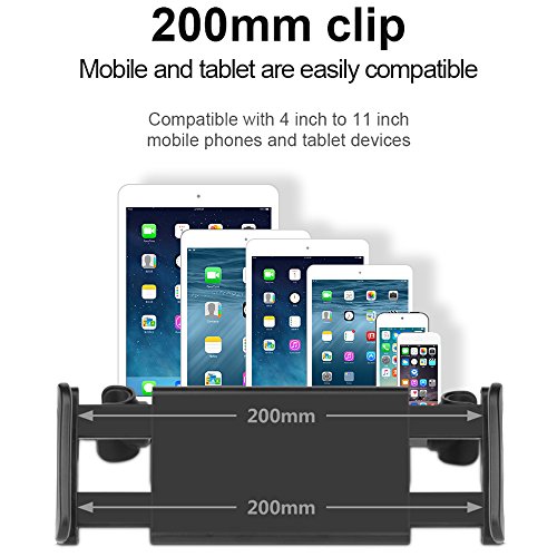 Supporti Poggiatesta per Tablet Cellulare con 2 Appendiabiti Auto, AFUNTA Supporto per Telefono Tablet per Schienale Auto universale per iPad Samsung Nintendo Switch Kindle Fire Smartphone Tablet da 4 a 10.1 pollici - Nero