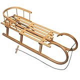 Babys-Dreams Hörnerrodel 120cm mit Rückenlehne + Zugleine Schlitten Holzschlitten Kinderschlitten NEU