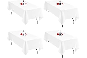 Lumaycens 4 Pack White Tablecloth 60x102Inch Table Cloths Rectangle Polyester Farbic Tablecloths For 6 Foot Tables Washable White Table Cloth Rectangular for Wedding Party Banquet