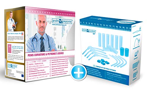 Andropeyronie 2019 Extensor Médico con de Regalo 1 Pack Androcomfort. Alargador para Corrección de la Enfermedad de Peyronie y todo tipo de Curvaturas