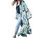 Produktbild Damen Streetwear Strickjacke,TUDUZ Frauen Böhmen Blumen Quaste Lange Kimono übergroße Schal Tops Mantel (Grün, S)