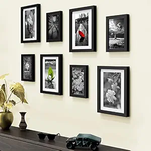 Random New Synthetic Collage Set of 8 Black Photo Frames (5 X 7 Inch - 4 & 8 X 10 Inch - 4)