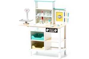 Centro Veterinario Infantil de Madera Konner Juguete Educativo Montessori con Fregadero Báscula y Accesorios para Niños ATAA