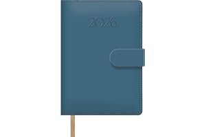 Dohe - Agenda 2026 - Jour par Page, 12,5x18 cm, Couverture Souple en Similicuir, Fermeture Magnétique à Rabat, Marque-Page, 12 Mois Janvier à Décembre, Planificateur Annuel en Espagnol - Pretty Bleu