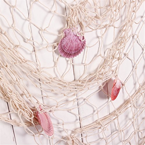 KING DO WAY Fischnetz mit Schöner Muscheln Anker mediterranen stil fischerei dekorative netze hintergrund Wand deko bar home decor Maritimes Deko Weiss - 3