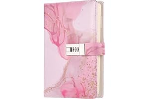 Dzhzal Schreibtagebuch mit Schloss für Damen, Mädchen, Jungen, Teenager, Kinder, Kunstleder, Persönliches Tagebuch, Nachfüllbar, Liniertes Papier, Passwort-Notizbücher A5