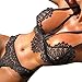 Produktbild Damen Dessous set,PLOT Frauen Sexy erotik Dessous Nachtwäsche Versuchung Nightgown Unterwäsche Spitze Dessous spitze Push Up Top BH Höschen Set (Schwarz, M)