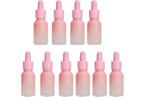 YORROR 10 flaconi contagocce da 15 ml in vetro rosa sfumato per oli essenziali, vuoti, ricaricabili, con contagocce in vetro, per oli da massaggio, aromaterapia, profumi, cosmetici liquidi, viaggi