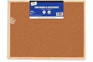 JMS WE CREATE SMILE JMS® 600 x 800mm Cork Push Pin Wooden Framed Push Wall Fixings Memo School Office Message Notice Board