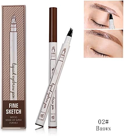 Eyebrow Pen Tattoo Eyebrow Pencil Four Tips Eyebrow Eyeliner Pen Long-lasting Waterproof Gel Eyebrows Pen for Eyes Makeup (Brown)
