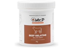 Mr.P Ingredients Gelatina de vacuno en polvo, 1 kg, calidad premium, Bloom 250, ideal para postres de malvavisco, gelatina halal, sin azúcar, sin gluten, sin ingeniería genética