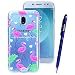 Produktbild Yokata Samsung Galaxy J3 2017 Hülle Transparent Glitzer Weiche Silikon Handyhülle Schutzhülle TPU Handy Tasche Schale Etui Weich Silicone Bumper Ultra Dünn Slim Schlank Durchsichtig Handytasche Glitter Bling Motiv Muster Premium Kratzfest Clear Backcover Schutz für Samsung Galaxy J3 2017 Case Cover + 1 x Kapazitive Feder - Flamingo
