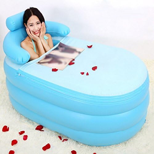 INFT Inflatable Bathtubs Foldable Adult Double Bath Tub Thicker Warm Bath Tub Tub Tub Tub,SkyBlue55.11inBubbleBottomPump