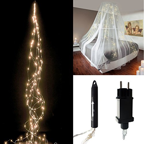 LED Lichterkette Lichterbündel Draht warmweiß biegsam mit Netzstecker 220 V mit 64 LED oder 100 LED oder 200 LED oder 300 LED(100 LED)
