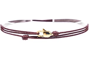 Made by Nami Mens Surfer Anklet with Snap Hook Clasp - Ankle Bracelet Men or Women - Handmade Beach Jewellery - Music Festival Accessories - Thin String Rope Anklet (Ruby Red Gold)