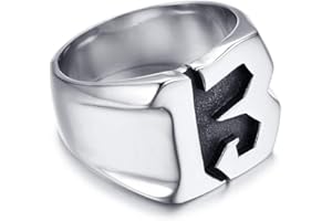 BlackAmazement 316L Edelstahl Ring Zahl 13 Dreizehn Silber Damen Herren