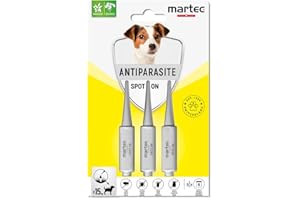 martec PET CARE Spot on für Hunde (1-15 Kg) 3x1,5ml auf Pflanzlicher Basis ab 4 Monaten Hochwirksam bis zu 18 Wochen gegen Milben, Flöhen, Zecken, Läuse