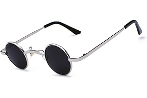 besbomig Occhiali da Sole Uomo Donna UV400 Vintage Rotondi Tondi Sunglaases Piccoli e Alla Moda Hippie Hip Hop Steampunk