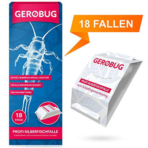 Gerobug Silberfischfalle = 18 Stück zum Silberfische nachweisen + E-Book zum Silberfische bekämpfen + Support vom Profi