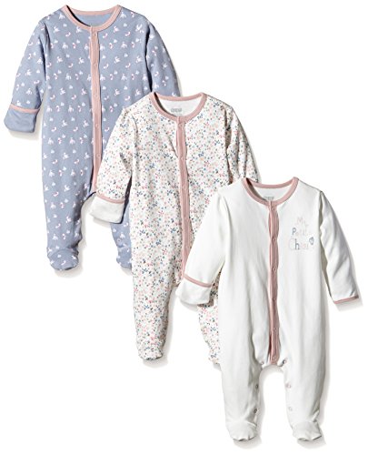 Mamas and Papas Baby-Girls 3 Pack Bodysuit, Pink, 0-3 Months