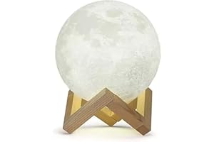 Genérico Lampara de Luna 3D lampara luna lampara mesita de noche lampara escritorio Luz nocturna infantil Conector USB 15 cm 12 colores Control Tactil Ideal para regalo Niña Chico Mujer